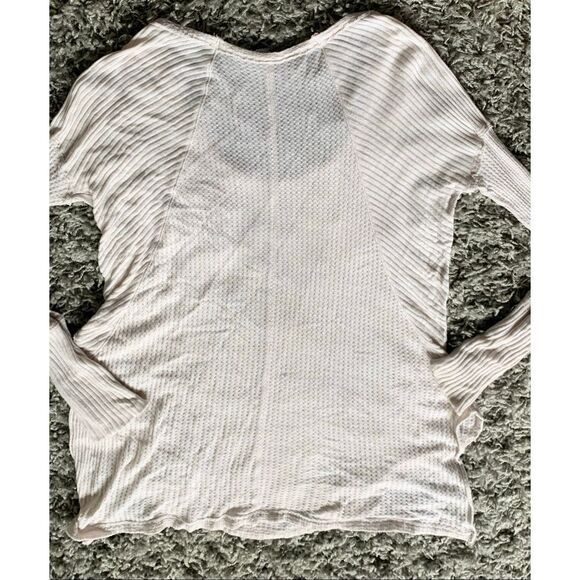 Free People Ventura Creamy Waffle Weave Thermal BOHO TUNIC SHIRT TOP sz M - Picture 6 of 8